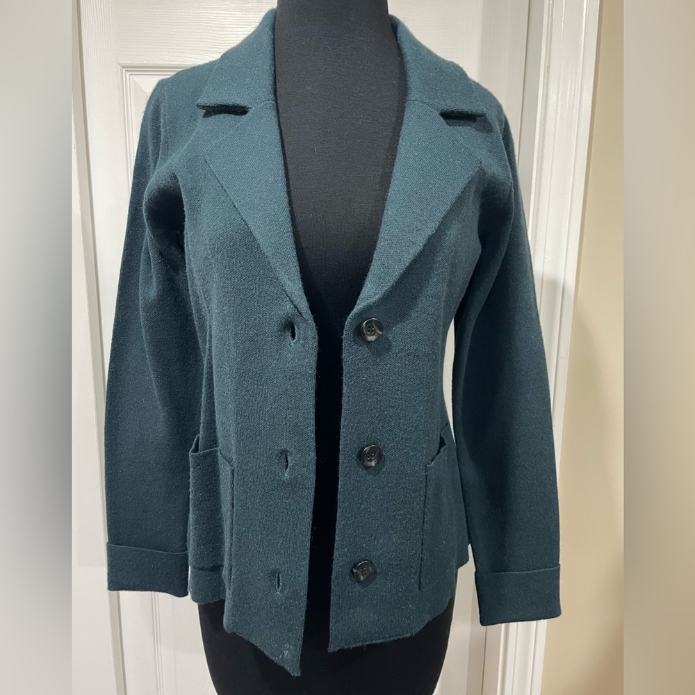 Adrienne Vittadini Dark Teal Blazer Sweater Sz S